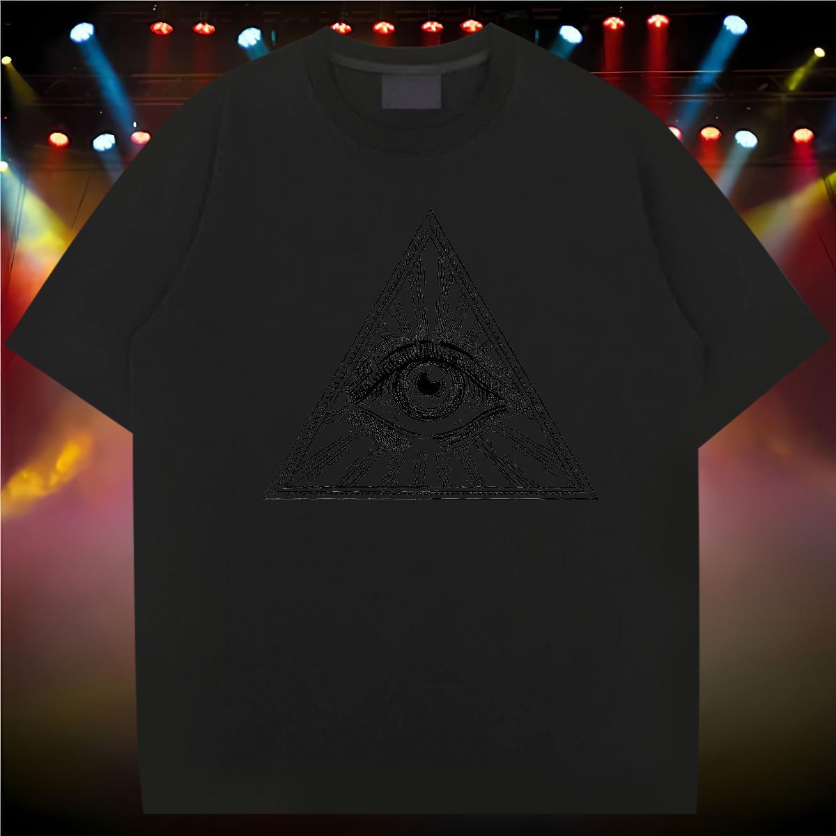 Classic Man T Shirts 230g 100% Cotton eye of the devil Sports Casual Cartoon Print Breathable Soft Mens Tshirts 2024 Top Tees