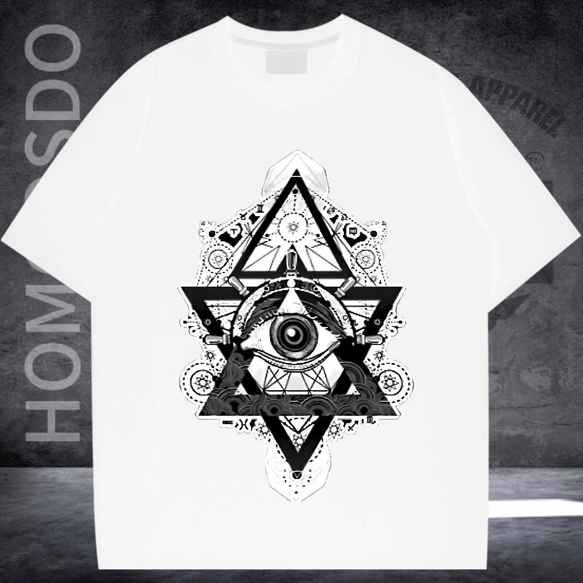 Cool T-Shirts for Men 100% Cotton 230g eye of the devil Summer Casual Custom Print Plus Size Pure Cotton Men Tshirts Stylist Tees Shirts