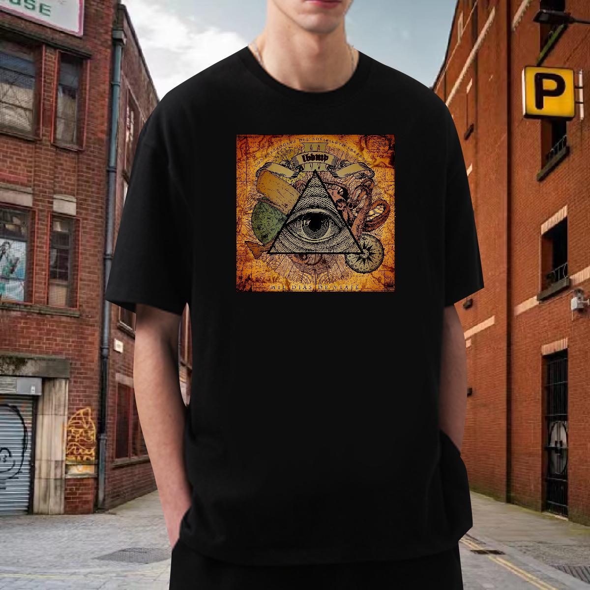 Brand T-Shirts 100% Cotton 230g eye of the devil Anime Printing Street Floral Print Round Neck Short Sleeve Men Tshirts Designer Fashion Tee Shirt