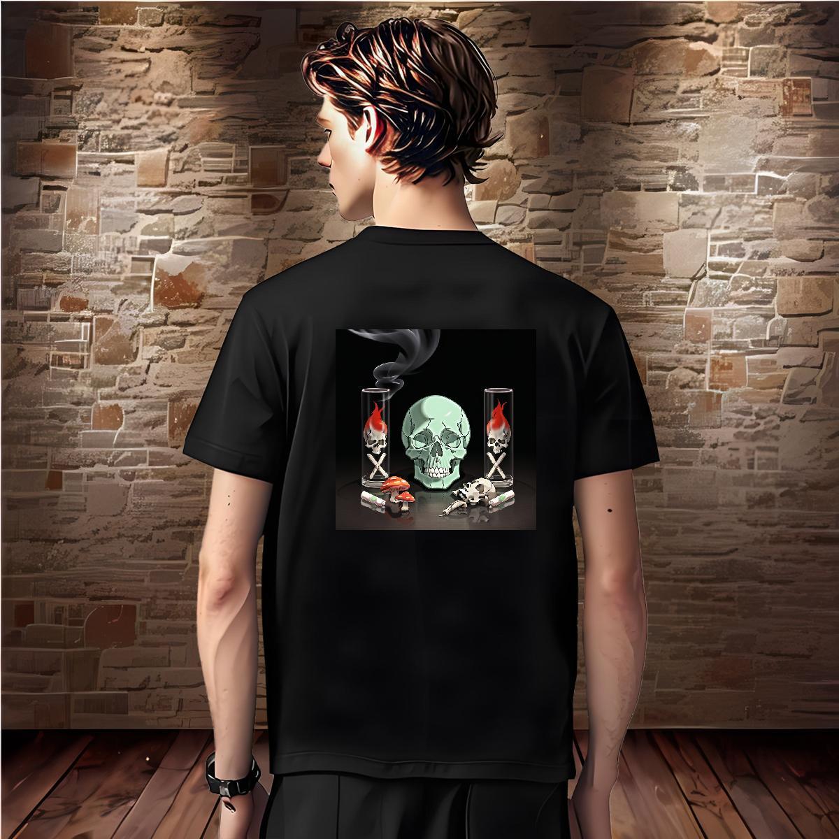 TOP Quality T-Shirts 100% Cotton 230g skull Spring Summer Custom Print Plus Size Crew Neck Breathable Men Tees DIY Customized Wear