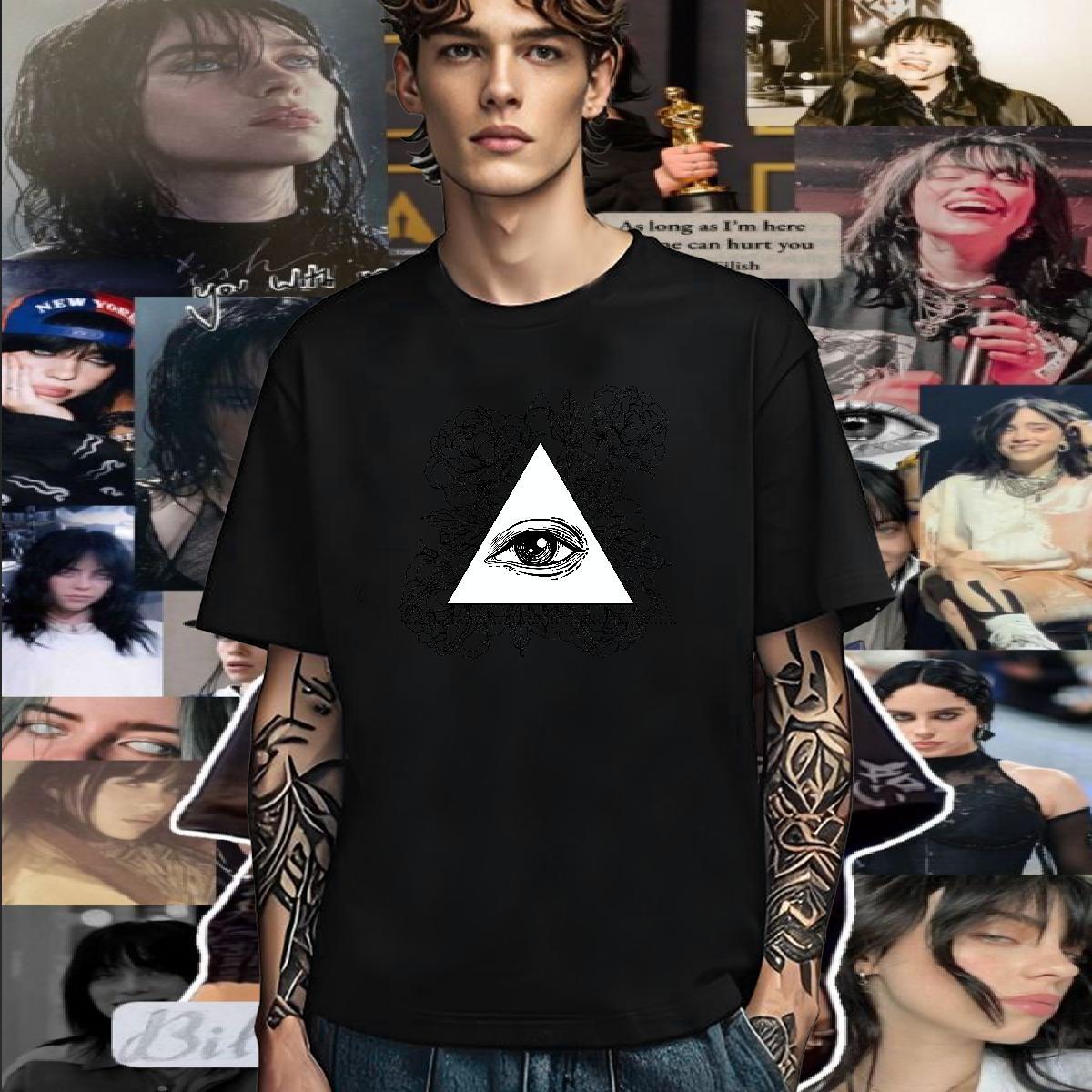 Classic T-Shirts for Men 230g Cotton eye of the devil Casual Daily Wear Customized Print Breathable Soft Mens Tshirts DIY Customized Tops Tees