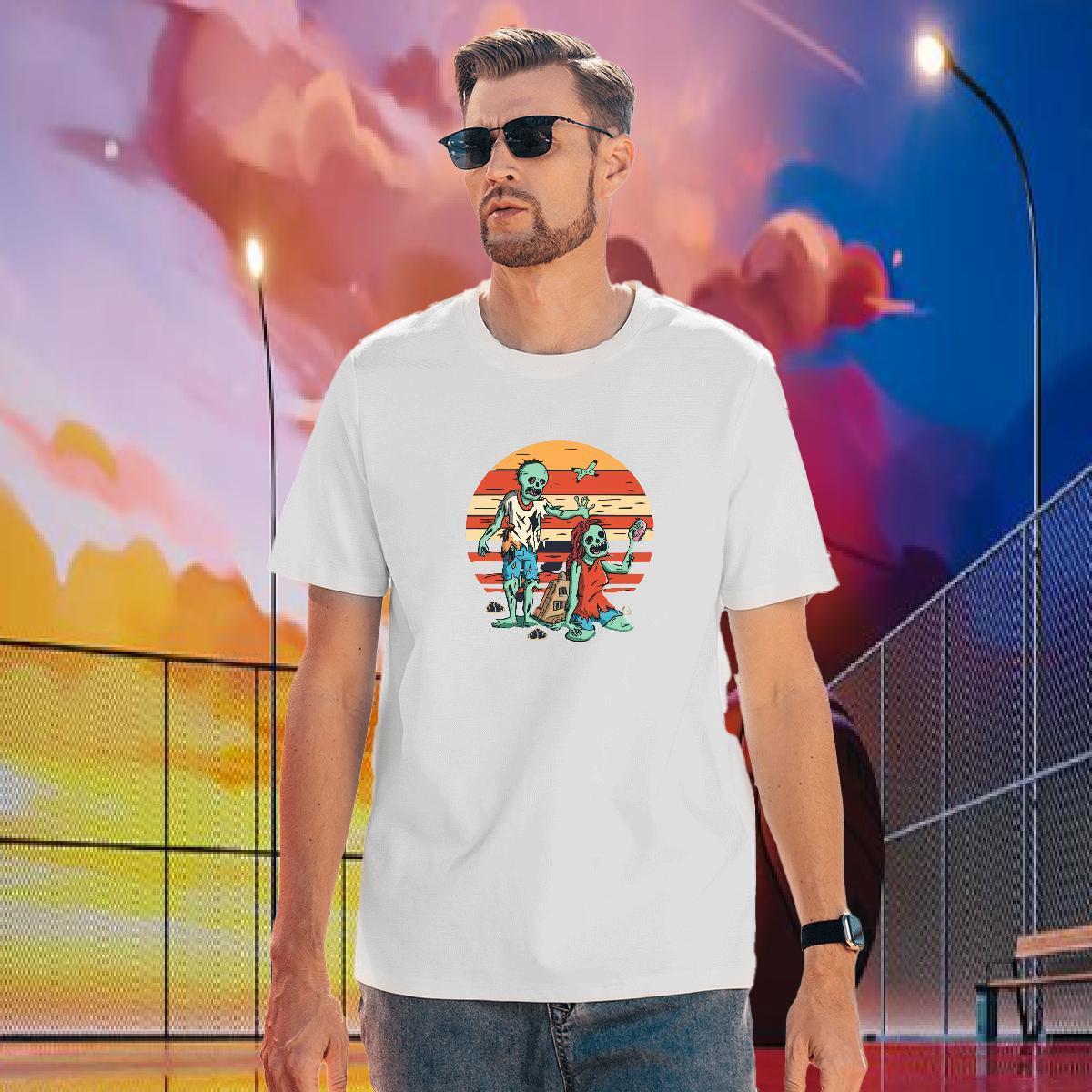 Free Shipping Mens T Shirts 230g 100% Cotton skull Street Floral Print Pure Cotton Men Tops Tees Custom Tee Shirt