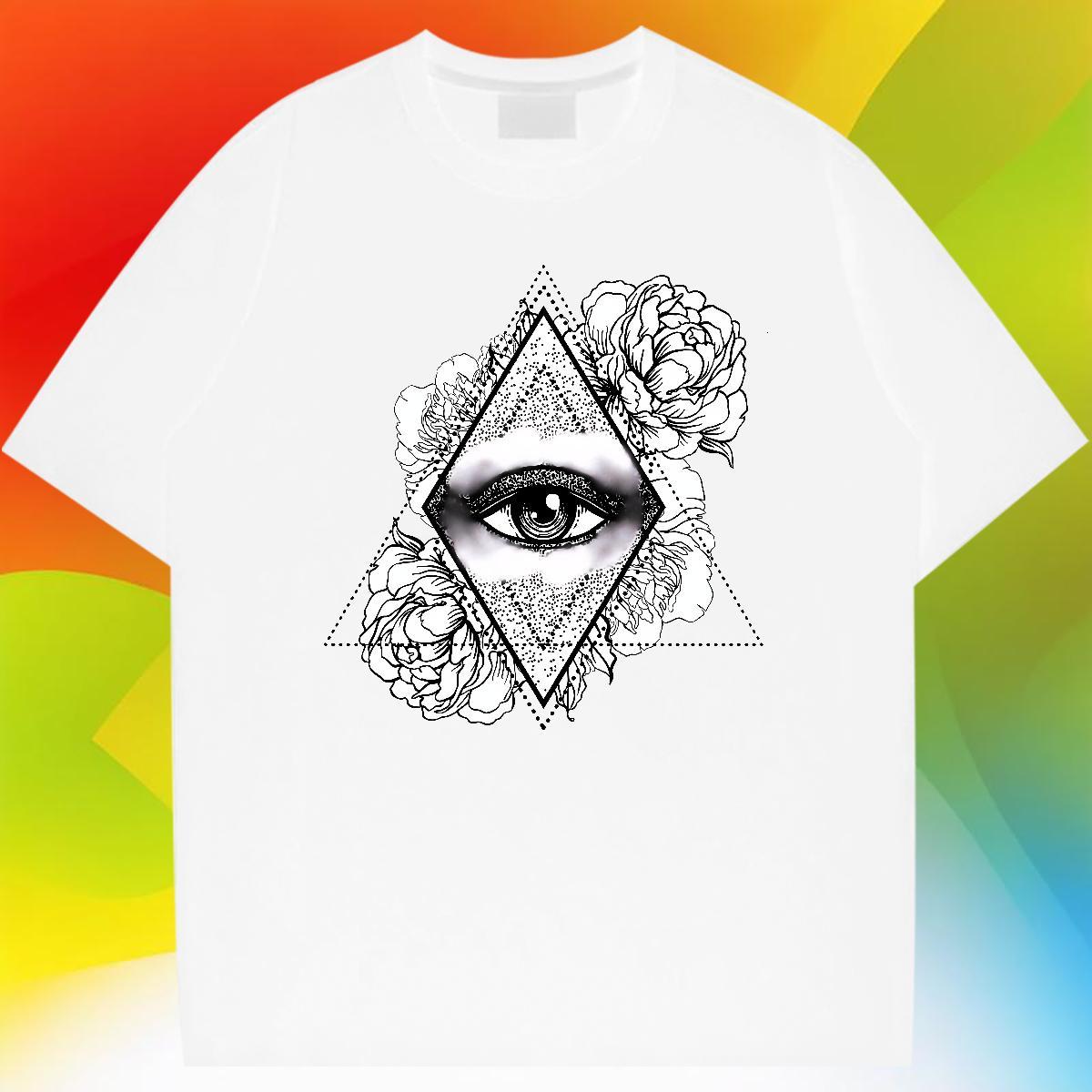Brand T Shirts Men 230g Cotton eye of the devil Outdoor Plus Size Cartoon O-Neck Short Sleeve Men Tops Tees Stylist Clothes