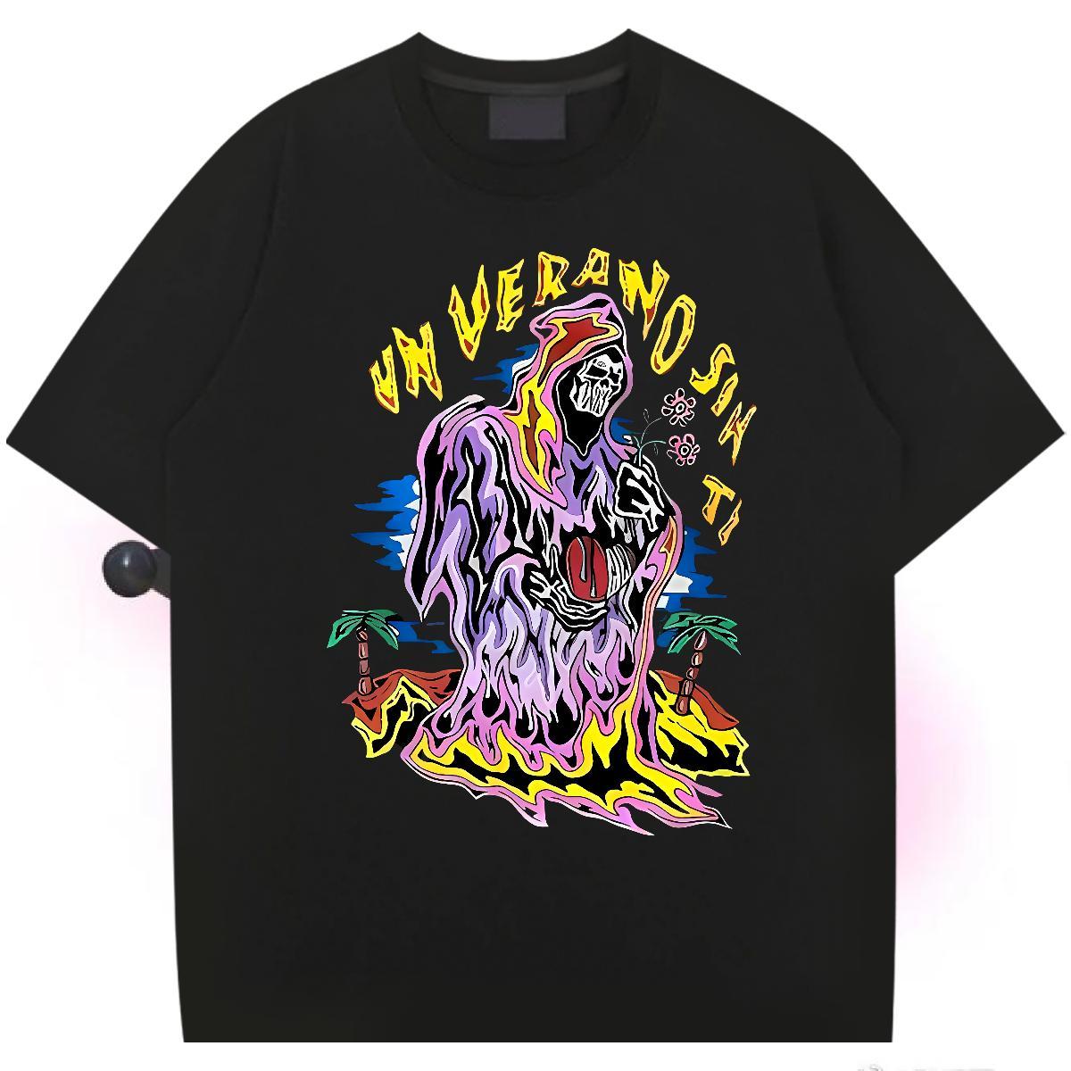 Wholesale T-Shirts 230g Pure Cotton skull Home Outdoor Anime O Neck Short Sleeves Men Clothes T-Shirt Classic Casual Tops Tees