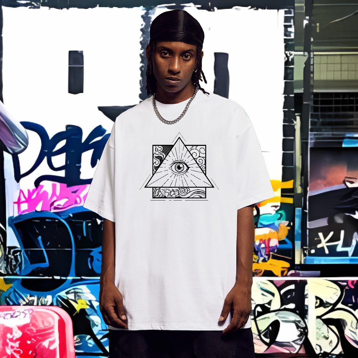 Comfortable T Shirt For Man 100% Cotton 230g eye of the devil Casual Daily Wear Custom Print Plus Size O Neck Short Sleeves Tshirts Classic Casual Tee