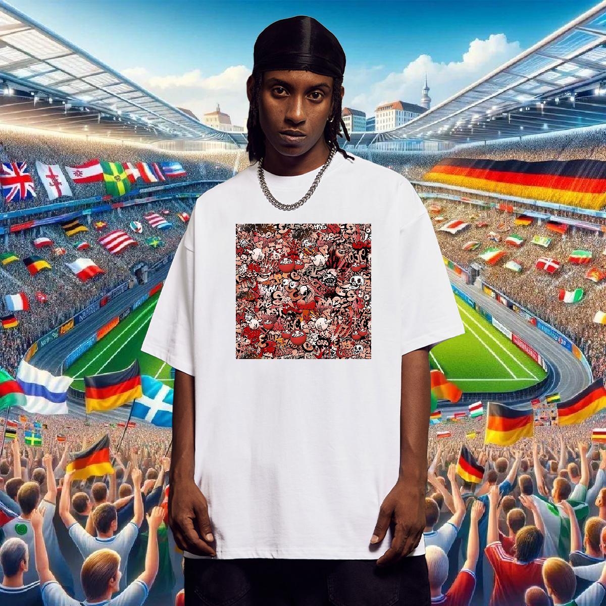 Wholesale T-Shirts 100% Cotton 230g skull Street Cartoon Print Short Sleeve O-Neck Men Tees Fashion Top Tees