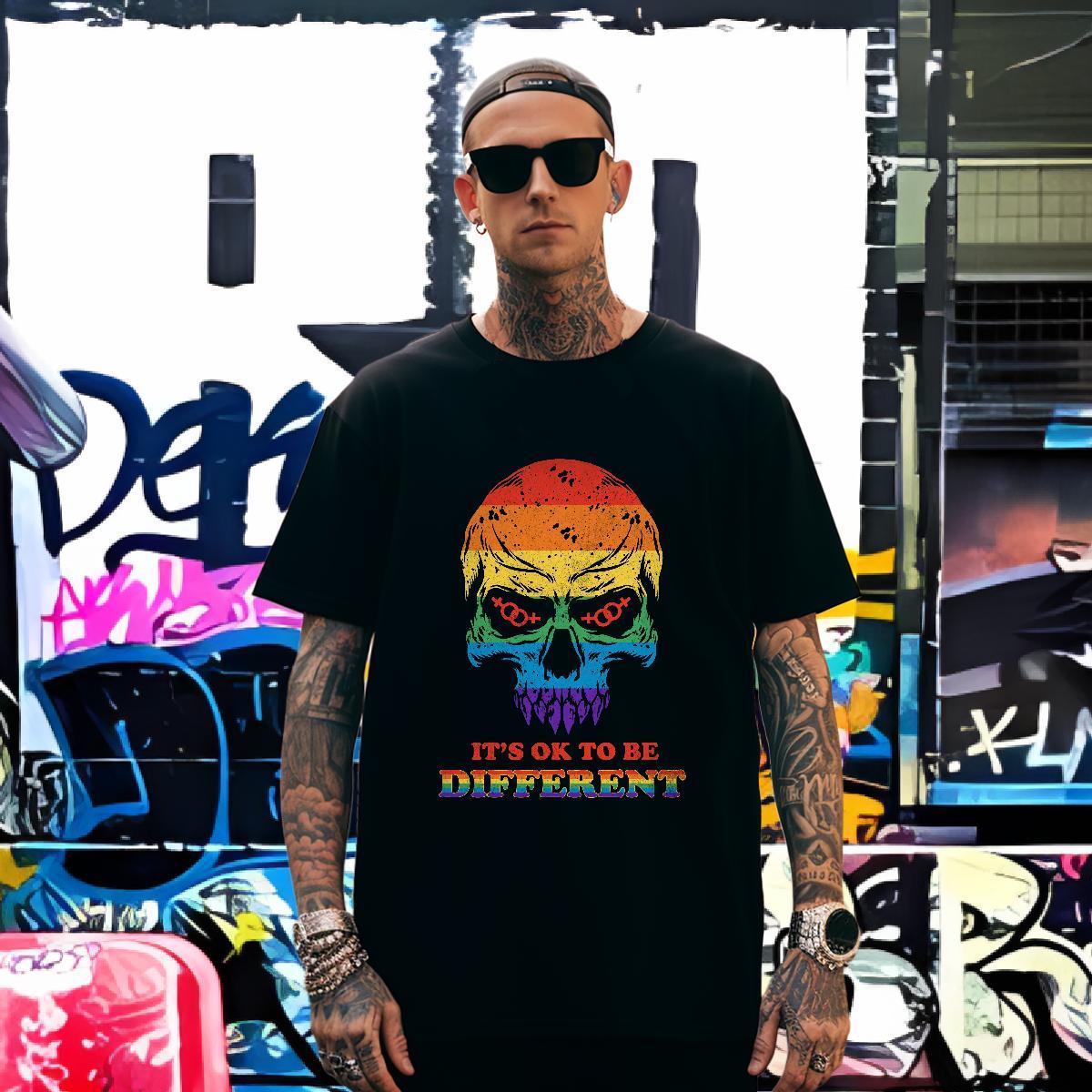 TOP Quality T shirt 230g Cotton skull Sport Black Oversized Short Sleeve Soft Men Tops Tees DIY Customized Tops Shirt