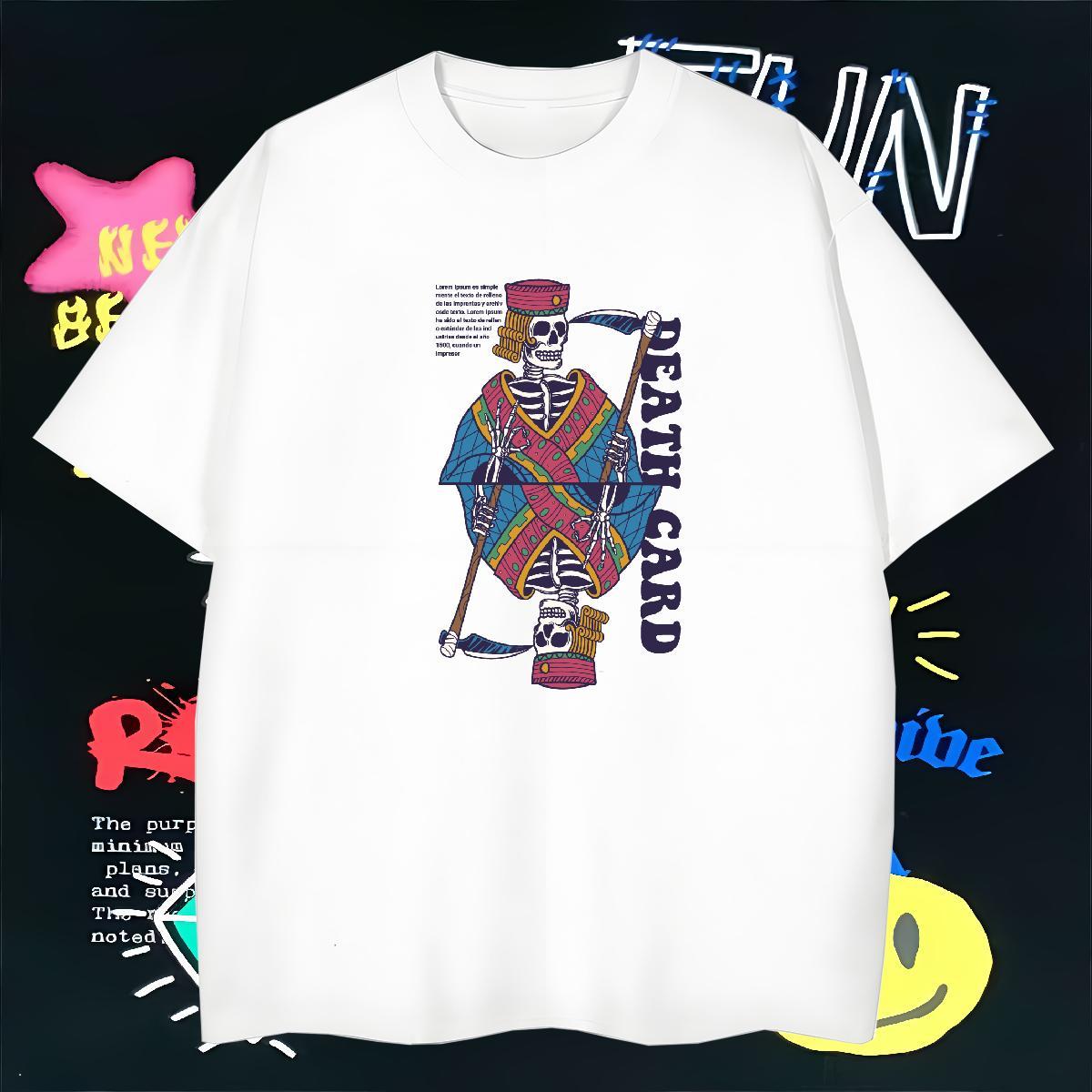 Unisex T Shirts Men 230g 100% Cotton skull Beach DIY Printed Breathable Short Sleeve Men Clothes T-Shirt Custom Tshirts