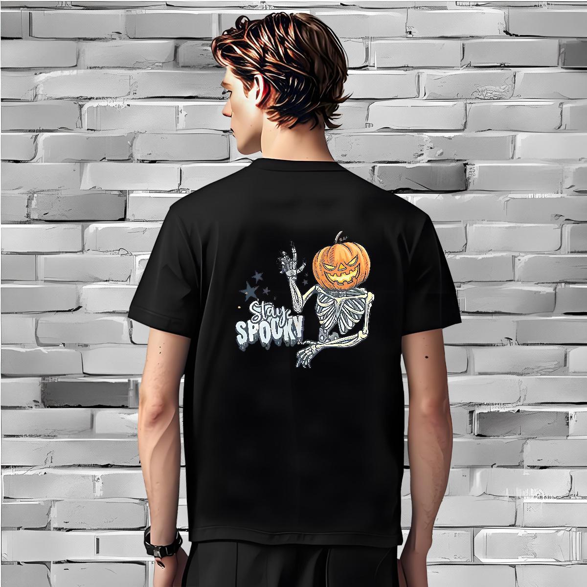 Unisex Man T Shirts 230g Pure Cotton halloween Spring Summer Custom Anime Round Neck Short Sleeve Tshirt for Man Woman Customized Top Tees