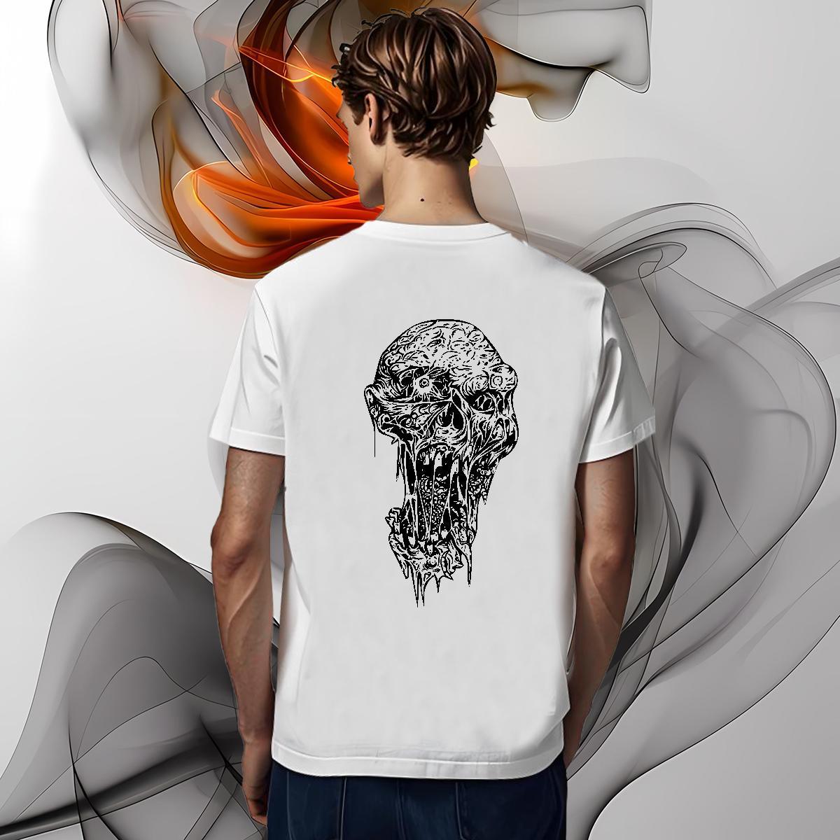 Classic T shirt 230g Pure Cotton skull Summer Casual Graphic Short Sleeve O-Neck Tshirt for Man Woman Brand Top Tees