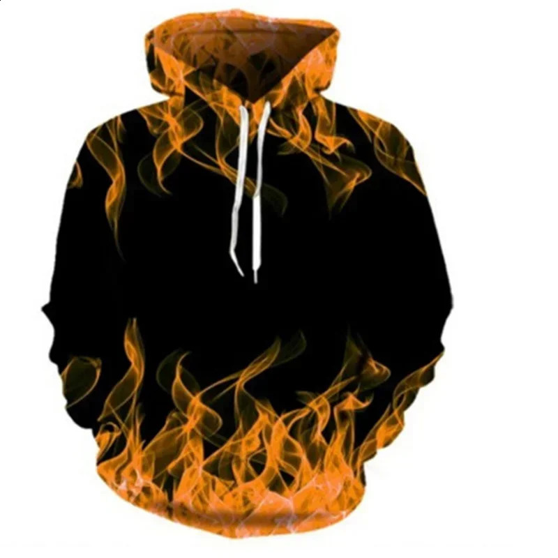 Autumn Funny Colorful Flame 3D Print Hoodies Men Women Fashion Casual Sweatshirts Oversized Hoodie Pullovers Tracksuit Clothing 240824