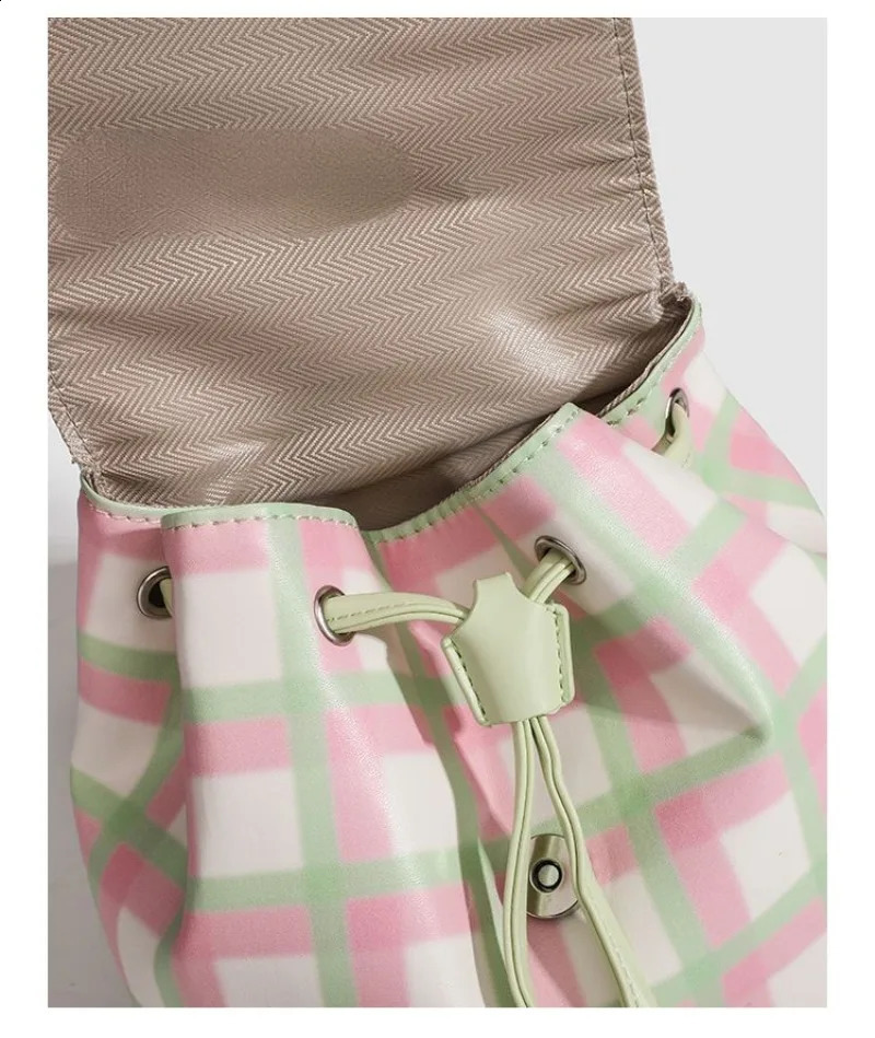 Autumn Vintage Plaid Backpacks for Teenage All Match Preppy Style PU School Bag Japanese Cute Rucksack Bolsa 240824