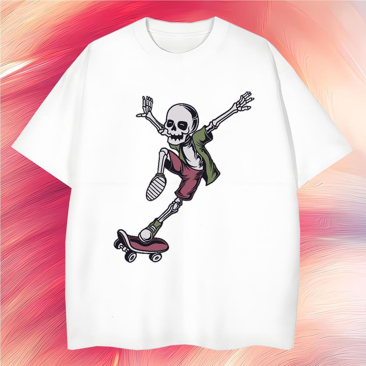 Cool T Shirts Men 100% Cotton 230g skull Daily Wear Anime Print Pure Cotton Men Tshirts Classic Tees Shirts