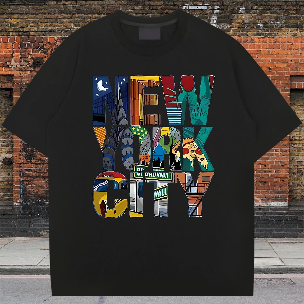 Classic Mens T Shirts 230g Cotton New York Street Casual Plus Size Custom Breathable Crew Neck Tshirt for Man Woman 2024 DIY Tops Tees