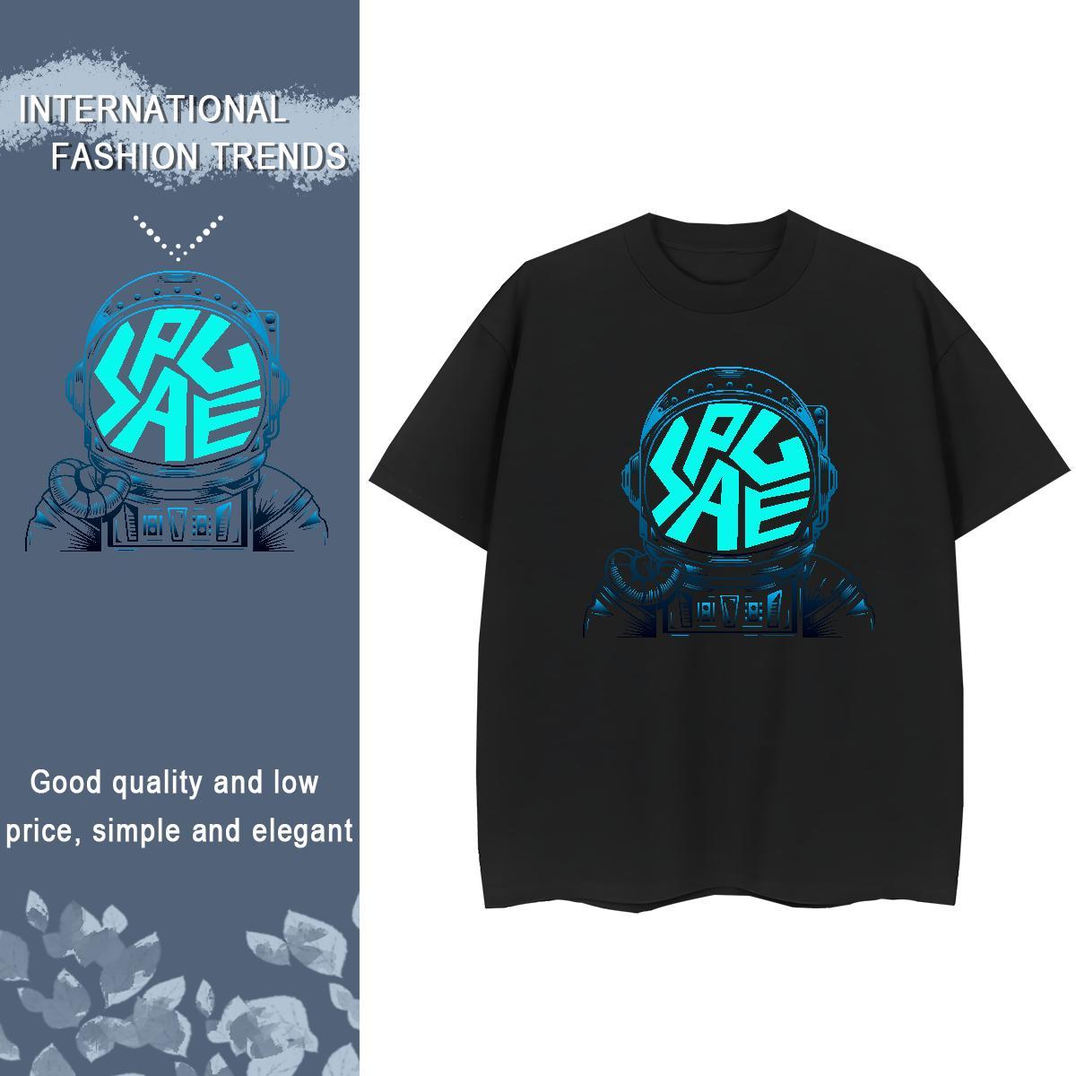 Loose Woman Tshirt 230g 100% Cotton cosmonaut Street Women T Shirts O-Neck Short Sleeve Graphic Polos