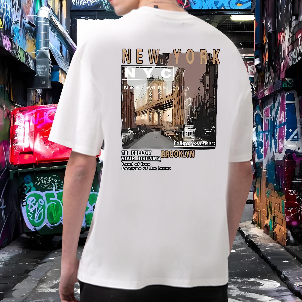 Designer Man T Shirts 100% Cotton 230g New York High Street Hip Hop Plus Size Cartoon Breathable Mens Tshirts Customized Tops