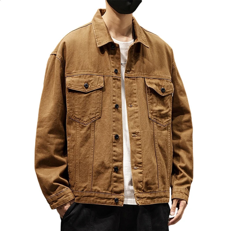 autumn mens clothing workwear jacket fashion street retro classic Japanese style fully matched casual denim 240921