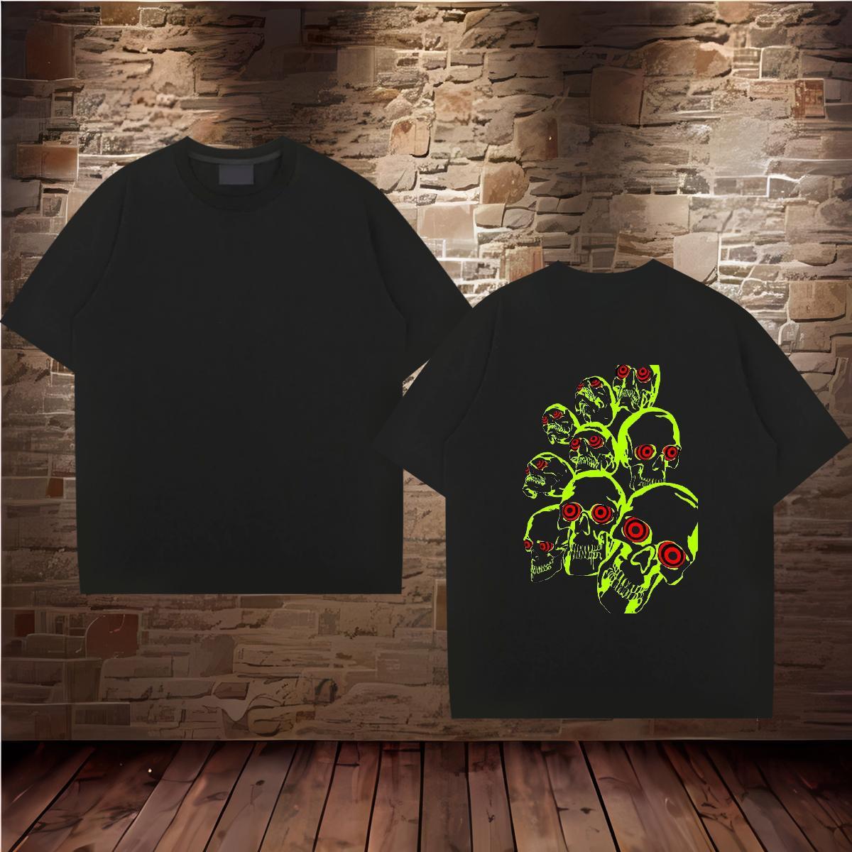 Unisex Mens T Shirts 230g Cotton skull Sport DIY O-Neck Short Sleeve Tshirt for Man Woman Designer Fashion Wear