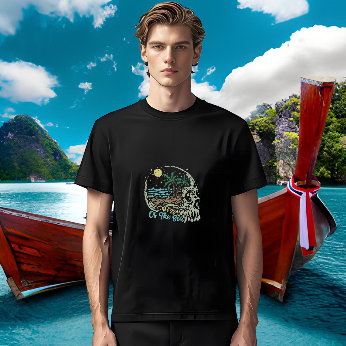 Cool Design T Shirts Men 230g Cotton skull Outdoor Customized O Neck Short Sleeves Men Tees New Tops