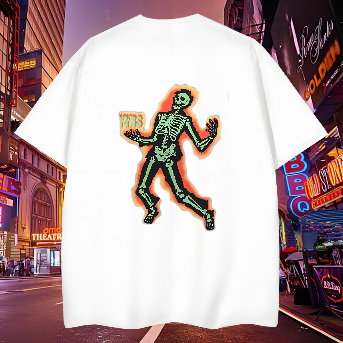 Cool T Shirt For Man 230g 100% Cotton skull Spring Summer Customized Round Neck Short Sleeve Men Tops Tees Designer Fashion Tees Shirts