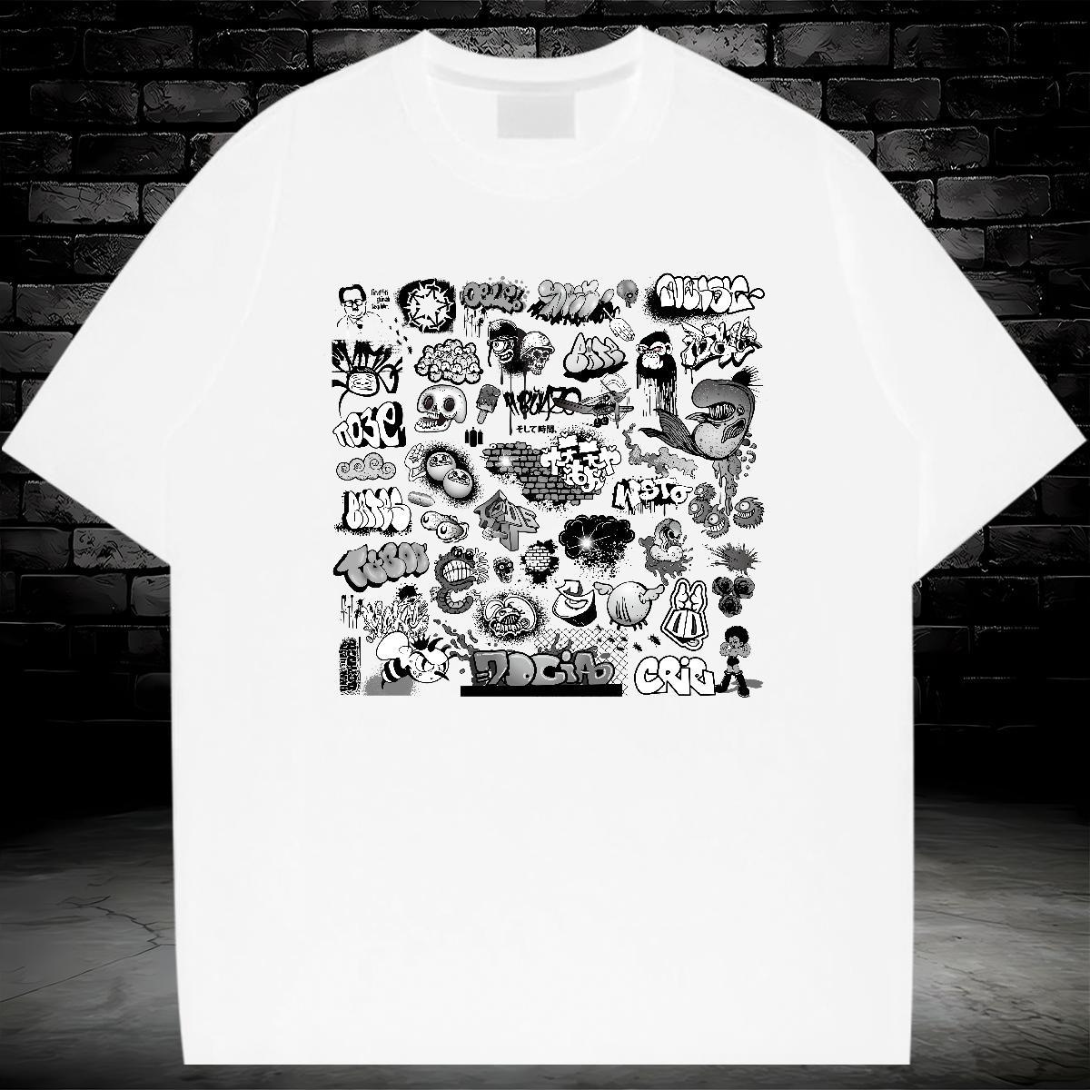 Cool Design Man T Shirts 230g 100% Cotton skull Hip Hop Street Skull Round Neck Short Sleeve Men Tshirts Wholesale Tops Shirt