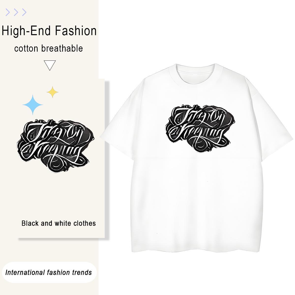 Free Shipping Couples T Shirts 100% Cotton 230g letter Street T Shirts Women Breathable Short Sleeve Anime Polos