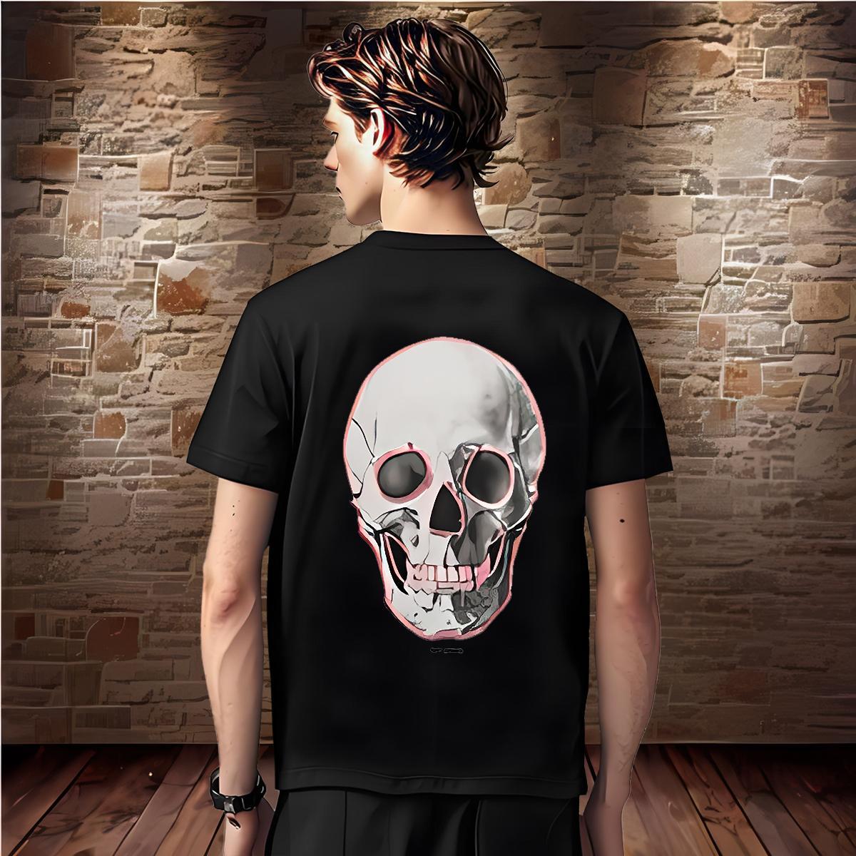 Cool Design T Shirt For Man 230g Cotton skull Daily Outfit Custom Print Oversized Crew Neck Men Tops Tees Classic Casual Tee Shirt