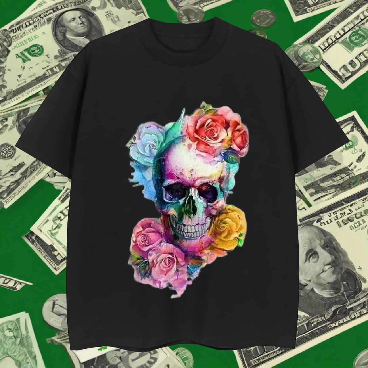 Brand T Shirts Men 230g 100% Cotton skull High Street Hip Hop Custom Anime Breathable Short Sleeve Men Tees Casual New Polos