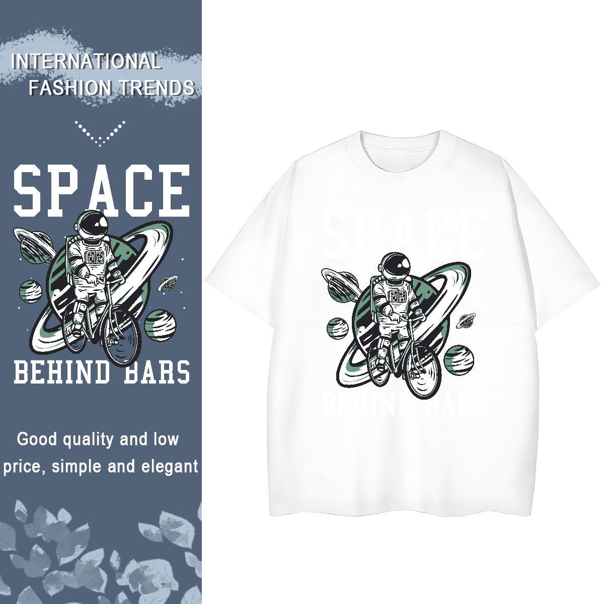Wholesale Women Tees 230g Pure Cotton cosmonaut Casual T Shirts Women O-Neck Short Sleeve DIY Printed Wear