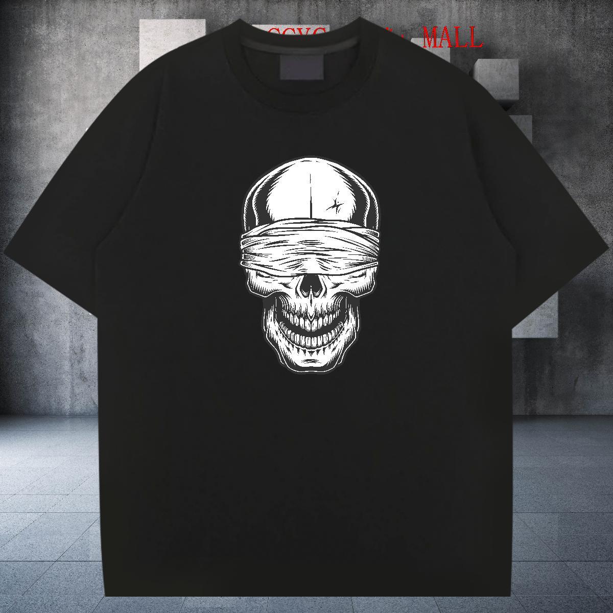 Unisex Mens T Shirts 230g 100% Cotton skull High Street Hip Hop Custom Cartoon Crew Neck Men Clothes T-Shirt DIY Customized Tee Shirt