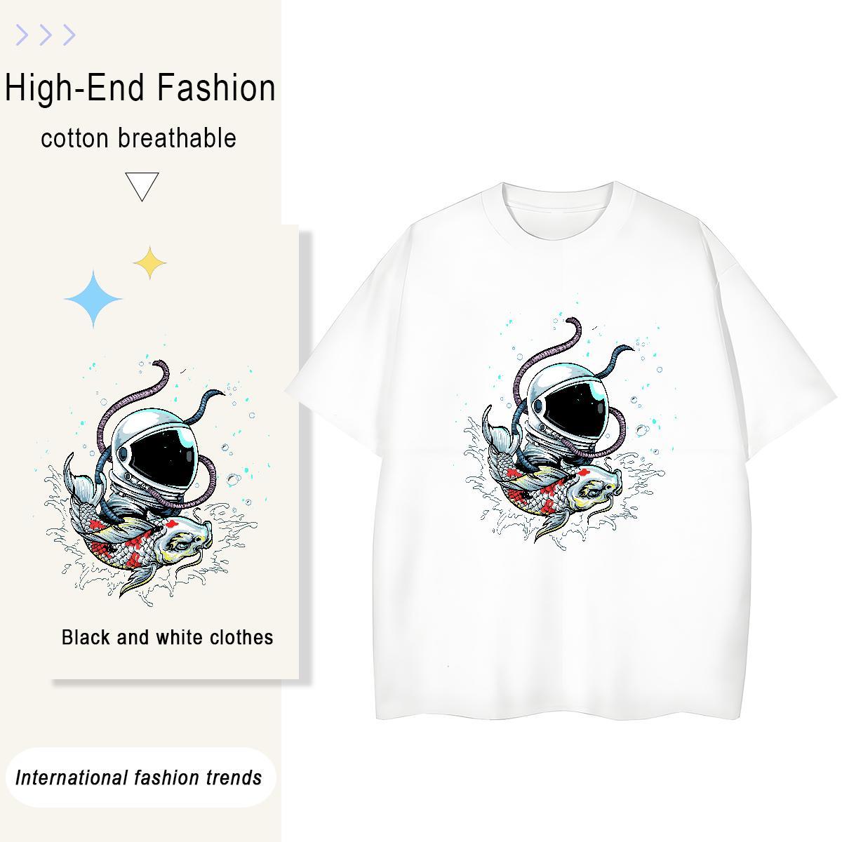 Designer Couples T Shirts 230g Cotton cosmonaut High Street Hip Hop Womens T Shirts Breathable Crew Neck DIY Logo Tops Tees