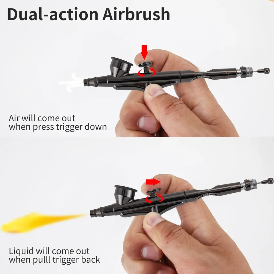 Double acting gravity spray gun 0.m needle kit used for makeup nail art painting models cake decoration shoe tattoos and crafts 240823