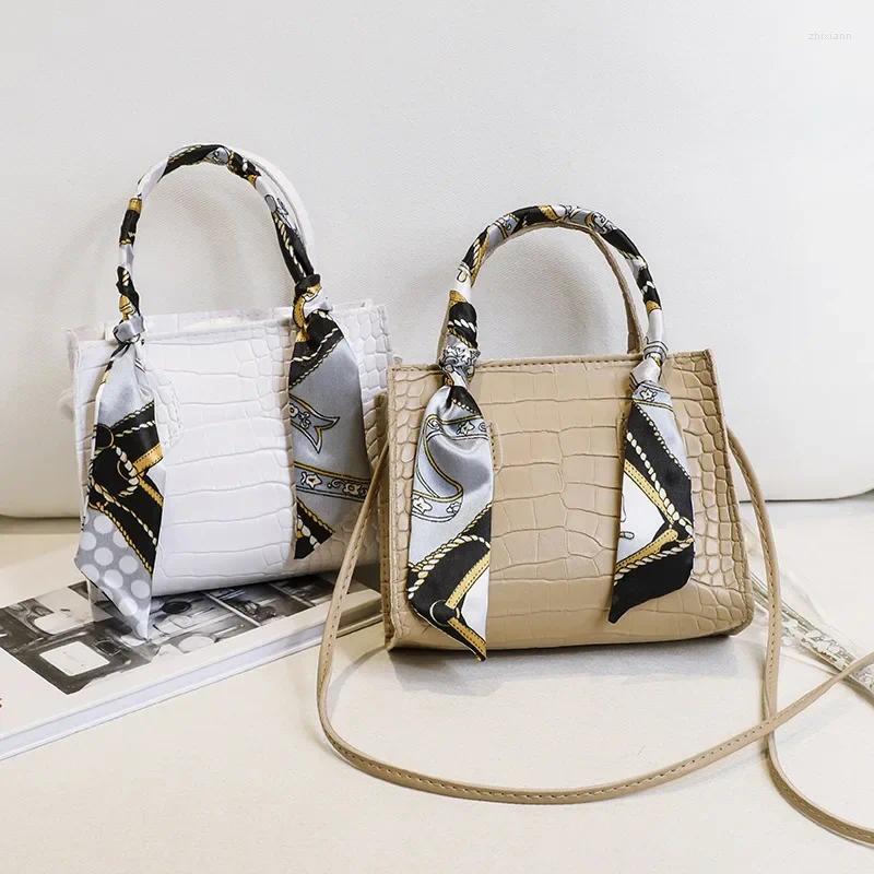 Bag Scarfs Accent Rhombus Shoulder Bag: Chic Chain Crocodile Pattern Oblique Span With Optional Silk Handbag Scarf New Free Delivery Designer Bag