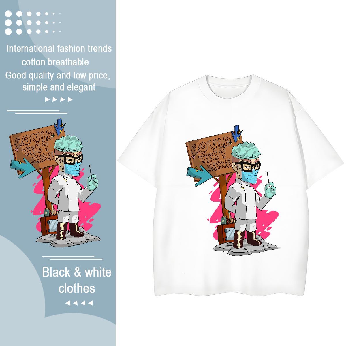 Soft T Shirt For Man 100% Cotton 230g portrait High Street Hip Hop Anime Print Breathable Couples T Shirts Fashion Design Top Tees