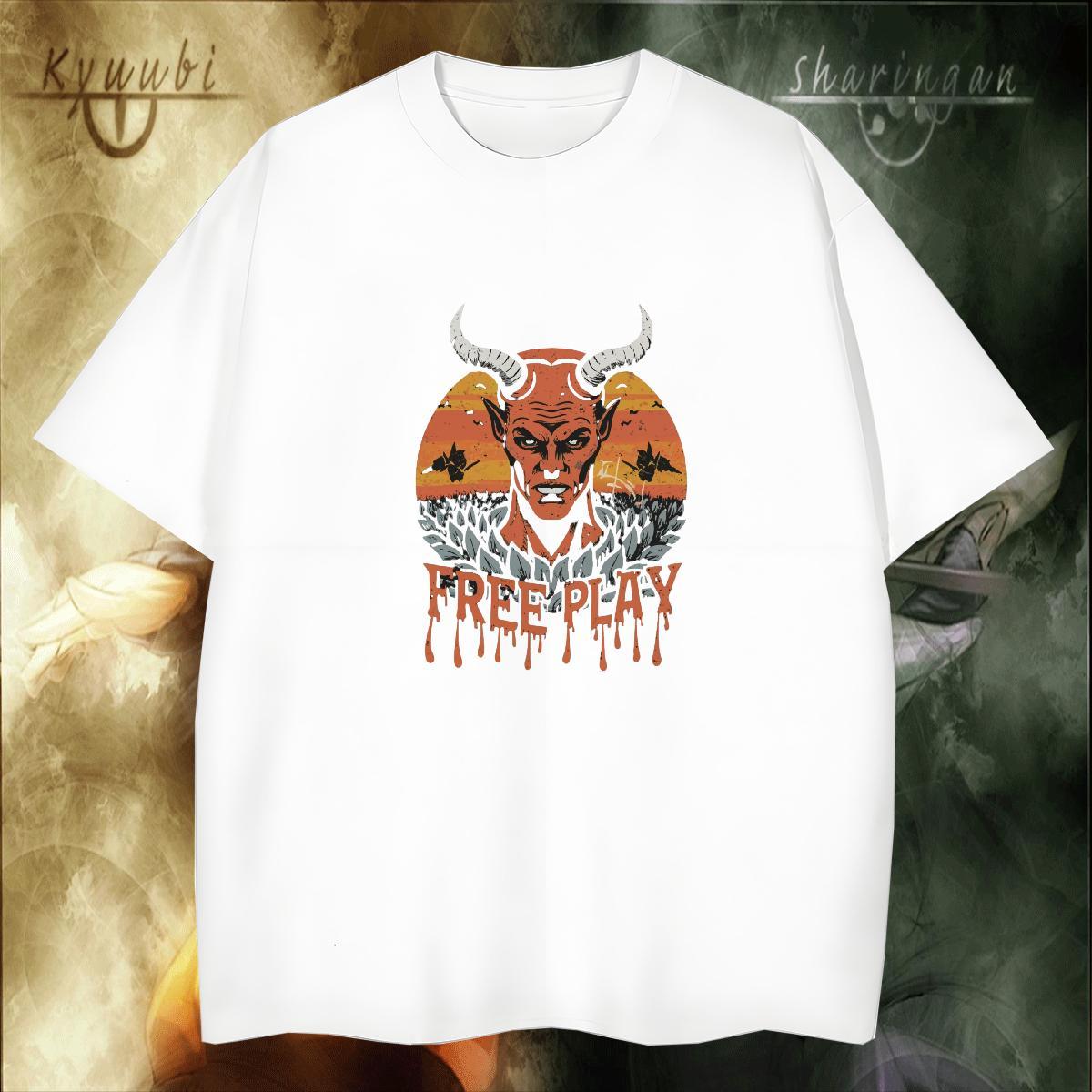 TOP Quality T Shirts Men 230g 100% Cotton skull Street Wear Cartoon Printing L-4XL Breathable Crew Neck Tshirts 2024 Tee Shirt