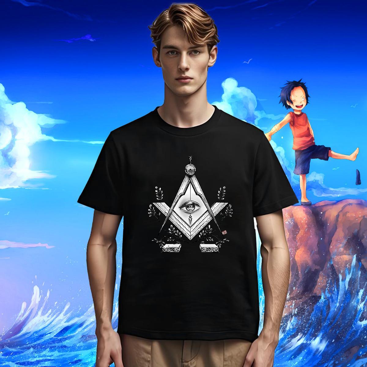 Comfortable Men T Shirts 230g 100% Cotton eye of the devil Summer Casual Graphic Crew Neck Breathable Men Tees Factory Direct Polos