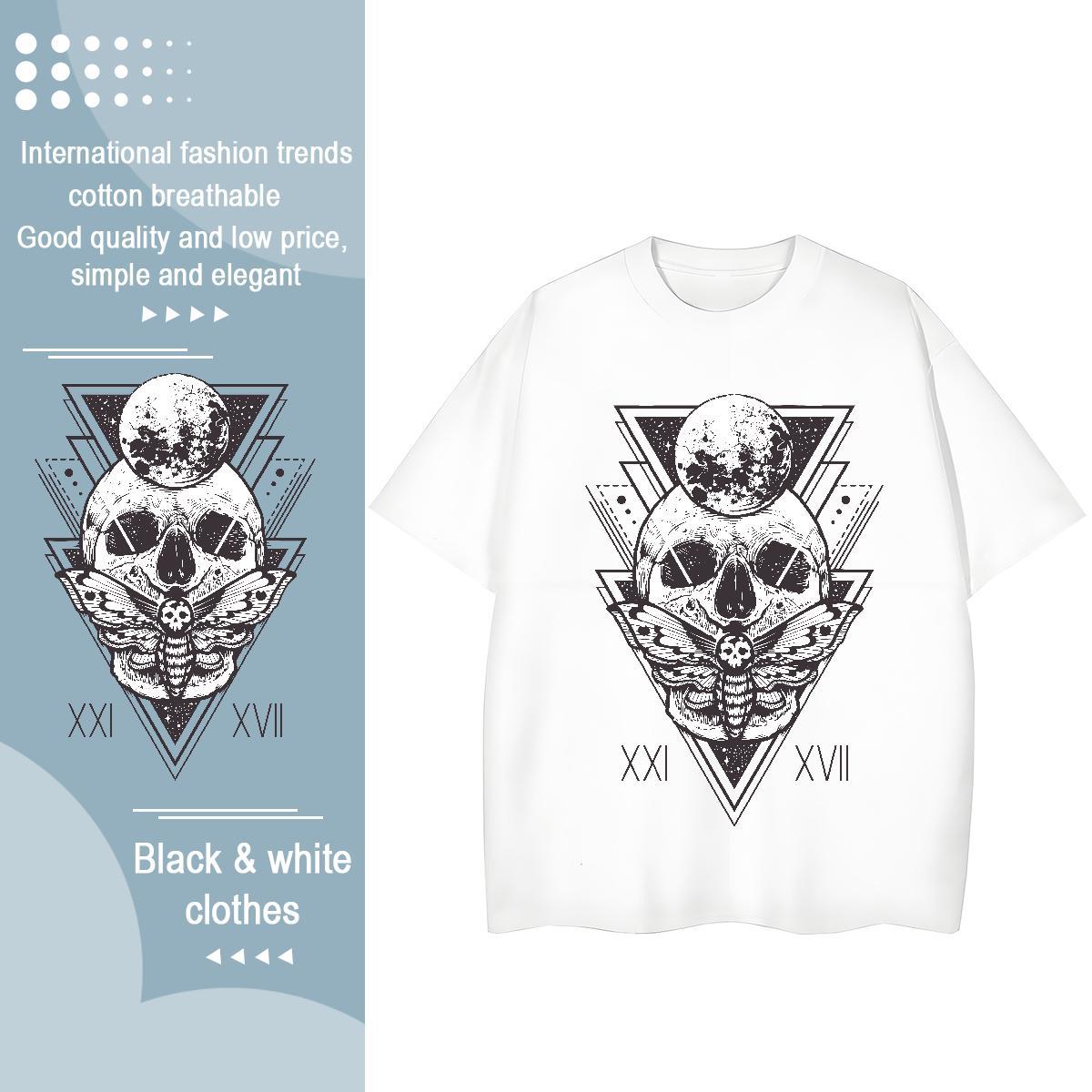 Wholesale Men T Shirts 230g 100% Cotton skull Daily Wear DIY Anime Breathable Crew Neck Men Tees 2024 Tshirts