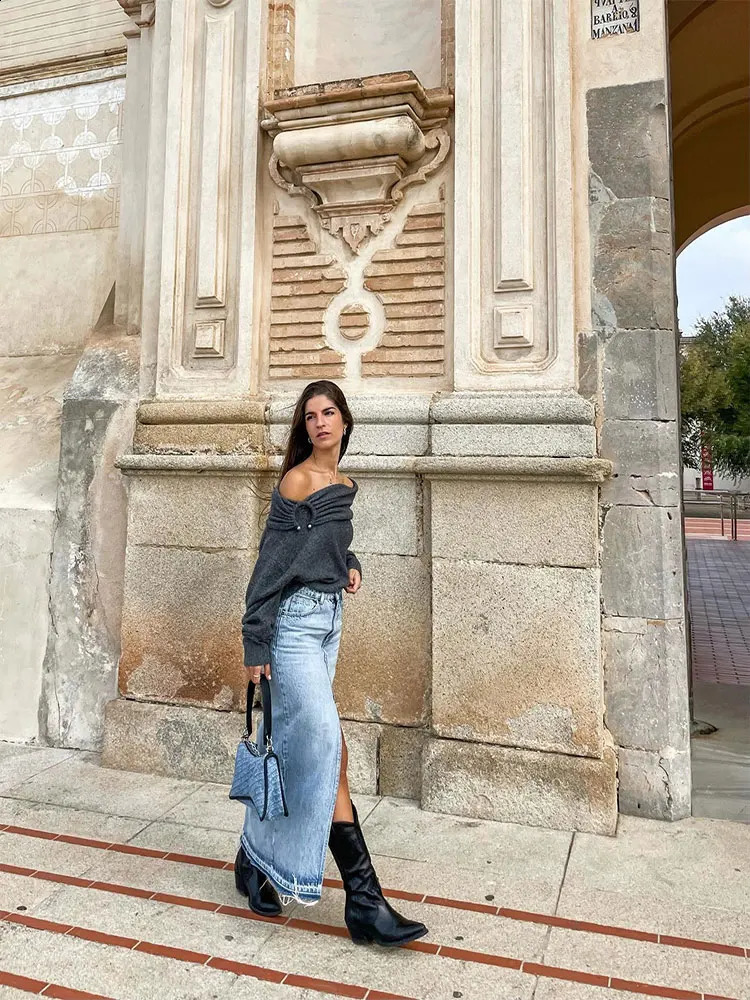 Elegant Slash Neck Off Shoulder Women Knitt Sweater Fashion Simple Long Sleeve Pullovers Autumn Winter Streetwear Lady Sweater 240824