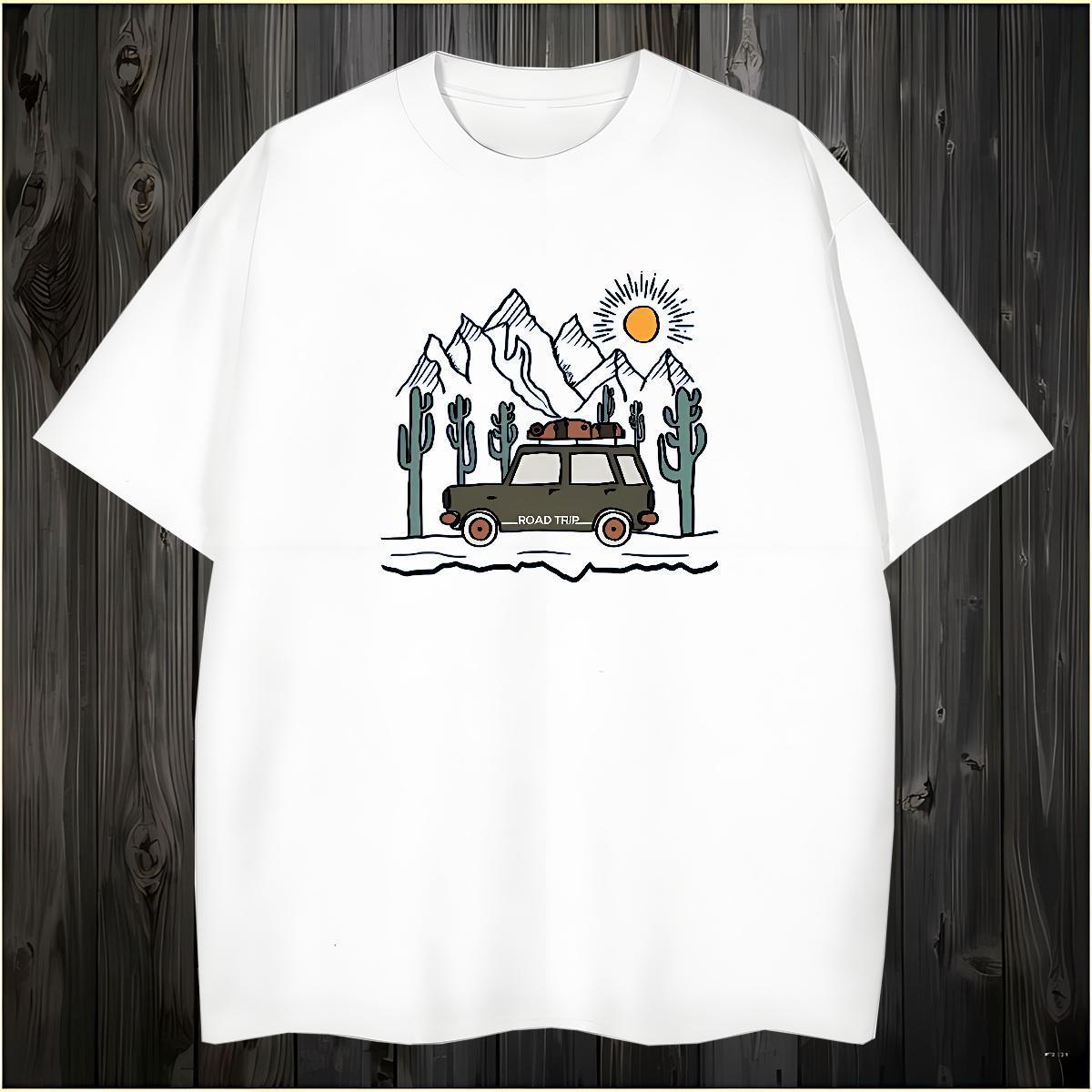 Free Shipping T Shirt For Man 230g Pure Cotton mountains Sports Casual Oversized Breathable Short Sleeve Men Tops Tees 2024 Designer Top Tees