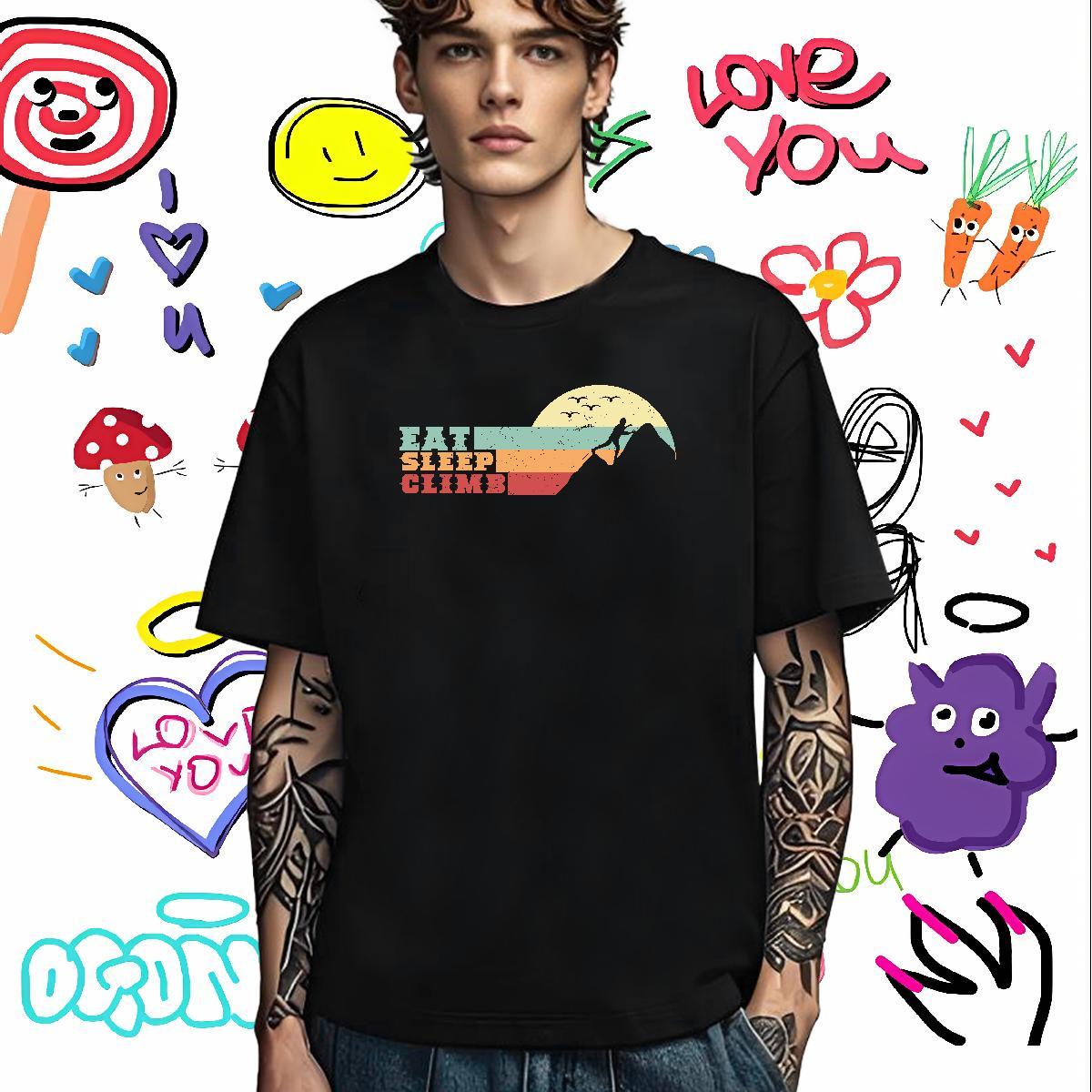 Classic Men T Shirts 230g Pure Cotton mountains Anime Printing Street Skull Breathable Soft Men Tshirts 2024 Designer Tee Shirt