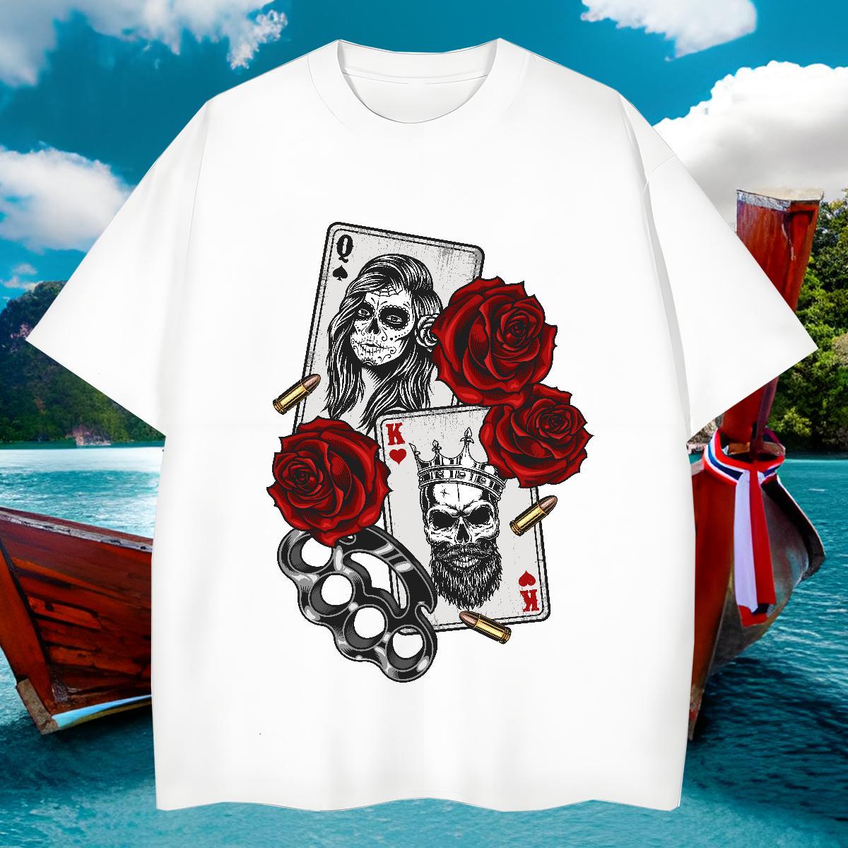 Brand Man T Shirts 230g 100% Cotton skull Outdoor DIY Short Sleeve Soft Tshirts Fashion Casual Tops Tees