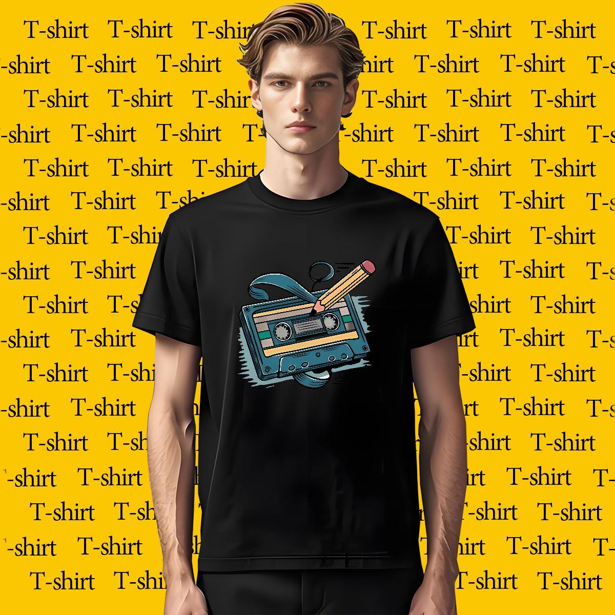 Casual New Men Tees radio Casual Beach 230g 100% Cotton Tops Tees Round Neck Short Sleeve Brand T-Shirts Anime Print