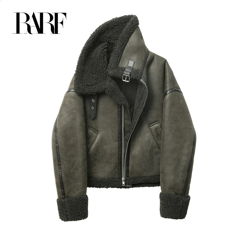 RARF Womens Thick Warm Fur Integrated Fleece Double sided Jacket Bicycle Top 240824