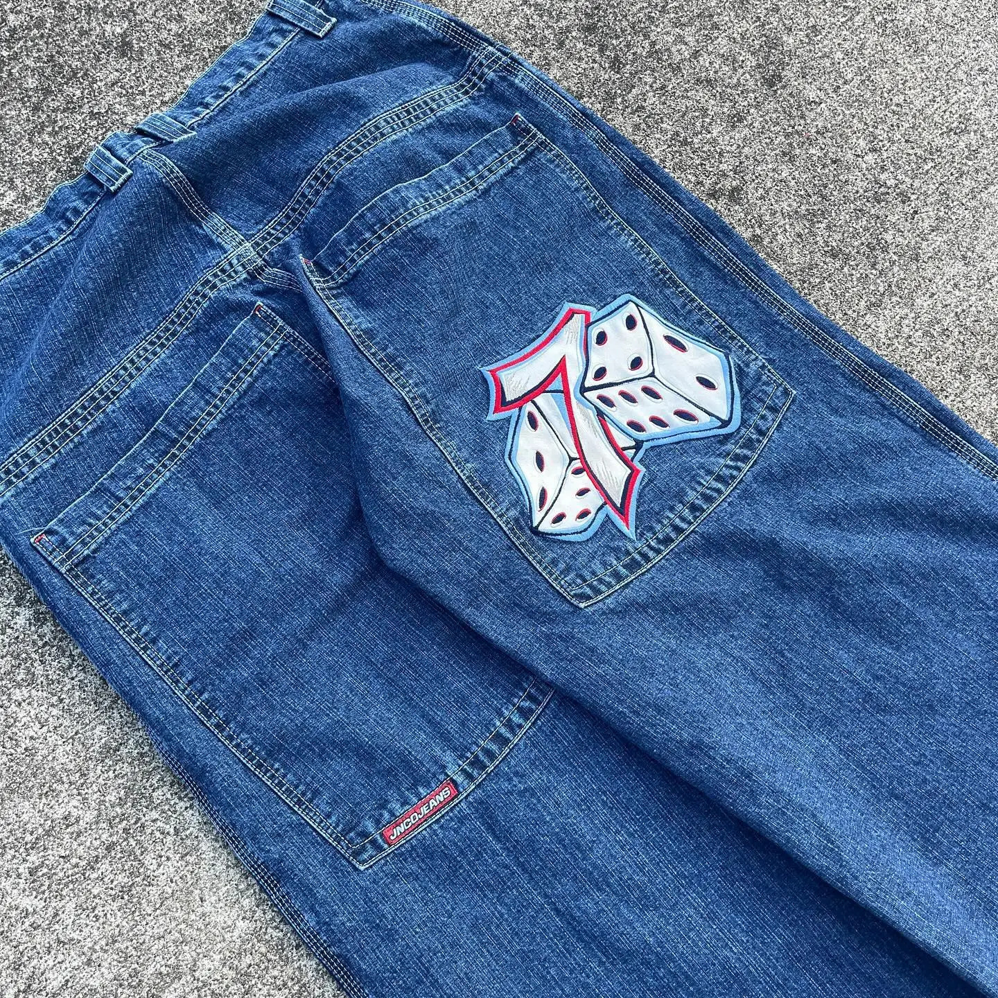 JNCO 7 Embroidery Denim Pants Wide Leg Trouser Loose Y2k Streetwear Vintage Graphic Print Baggy Jeans High Waist Pant For Men 240824