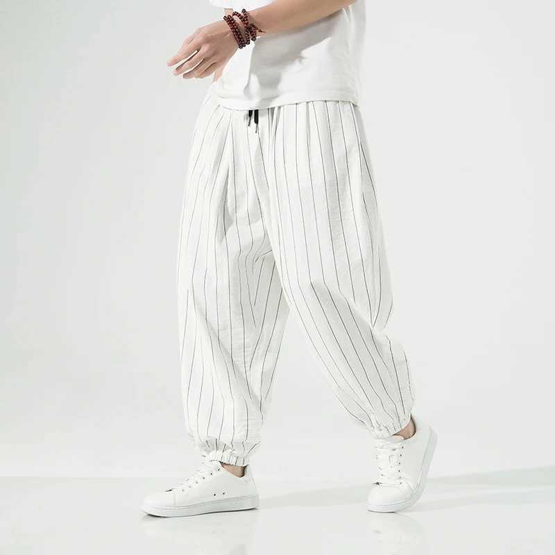 Sweatpants Spring Summer Harajuku Casual Mens Pants Cotton Striped Joggers Fashion Harem Baggy Pants For Man M240824
