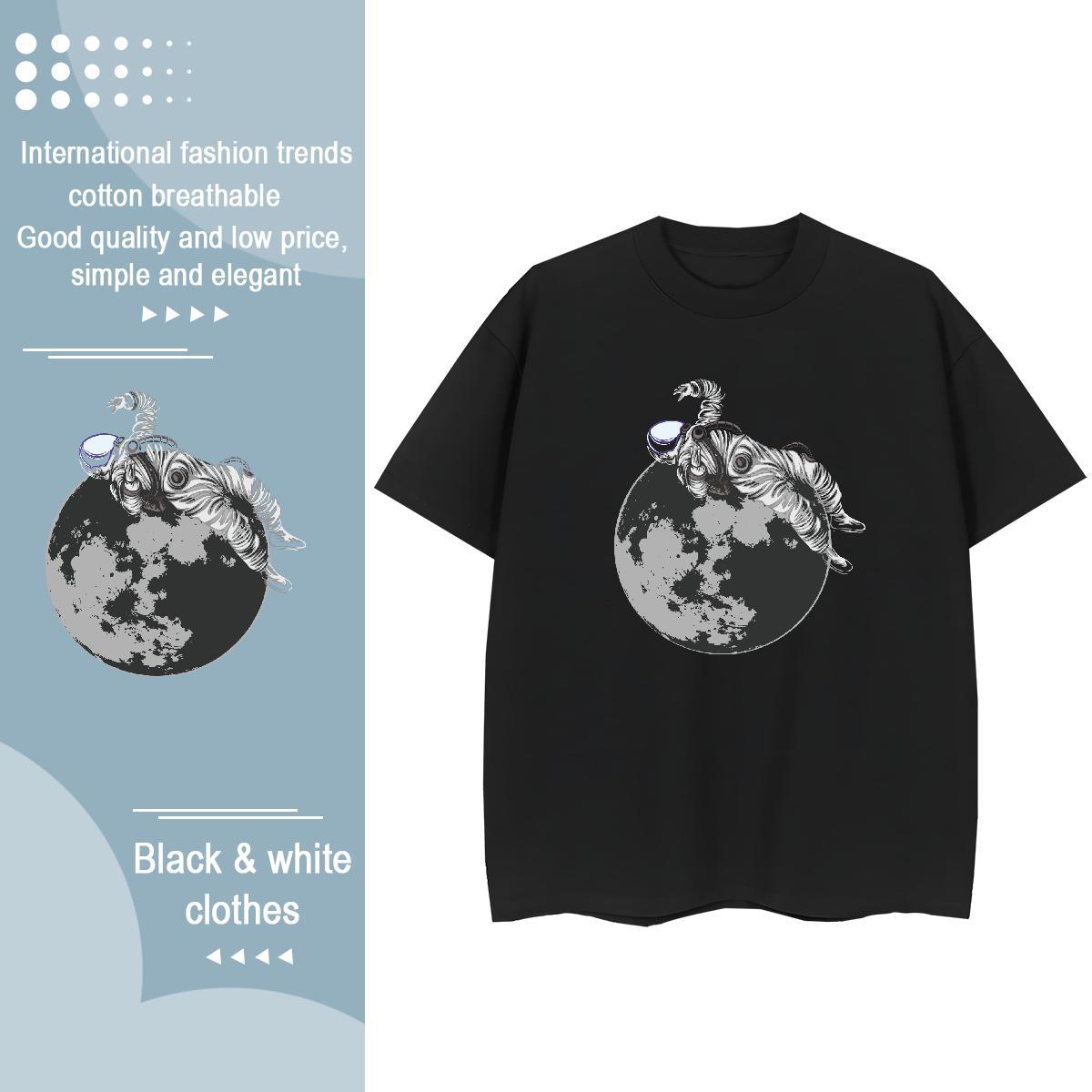 High quality Unisex Tshirts 230g Cotton universe Casual Daily Wear Women T Shirts Crew Neck Breathable Black White Polos