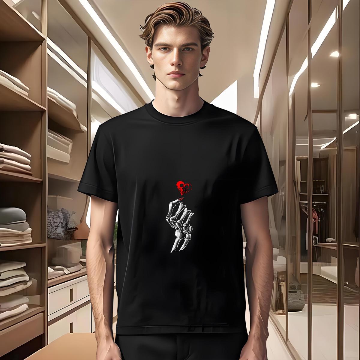 Classic T shirt 230g Pure Cotton skull Street Plus Size Cartoon Breathable Crew Neck Men Tees 2024 Designer Tees Shirts