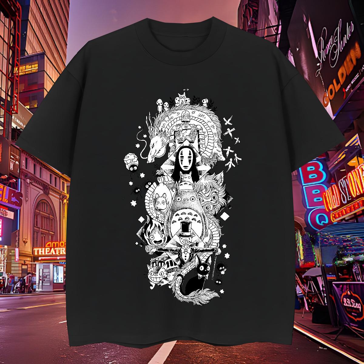 Unisex Mens T Shirts 230g Pure Cotton eye of the devil Casual Daily Wear Anime Print Short Sleeve O-Neck Men Tshirts Brand Clothes