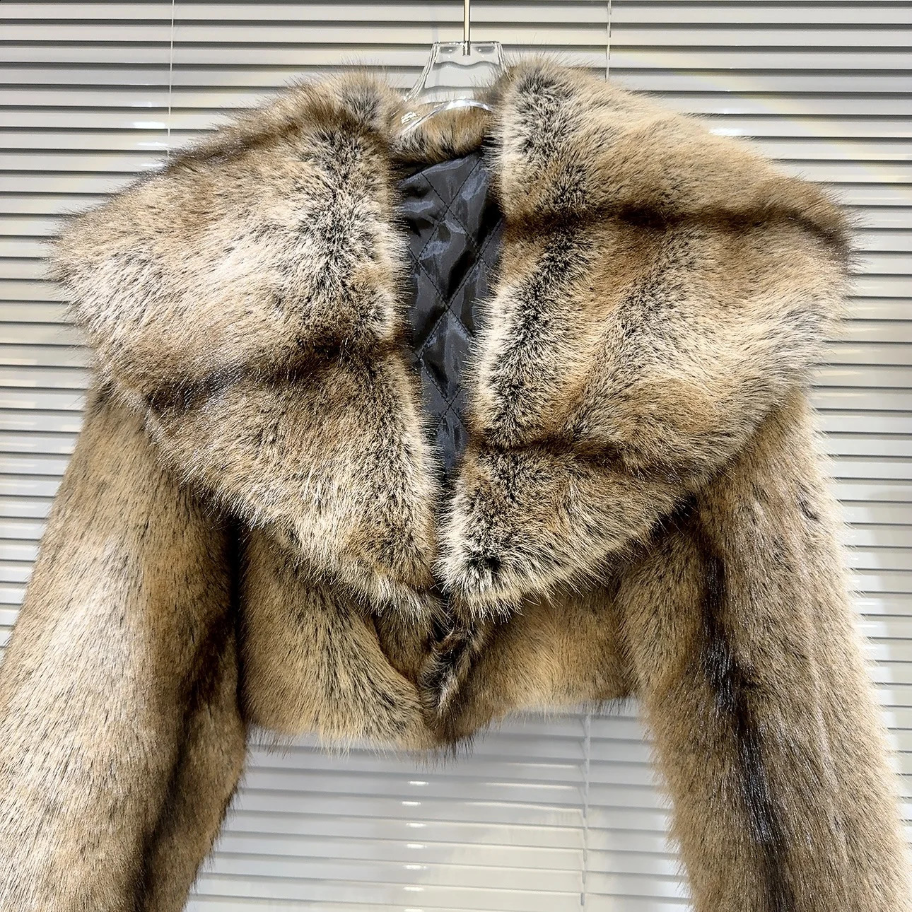 PREPOMP Winter Eco friendly Artificial Fur Collar Cotton Lined Jacket Womens Thick Khaki Warm Short Coat GM507 240824