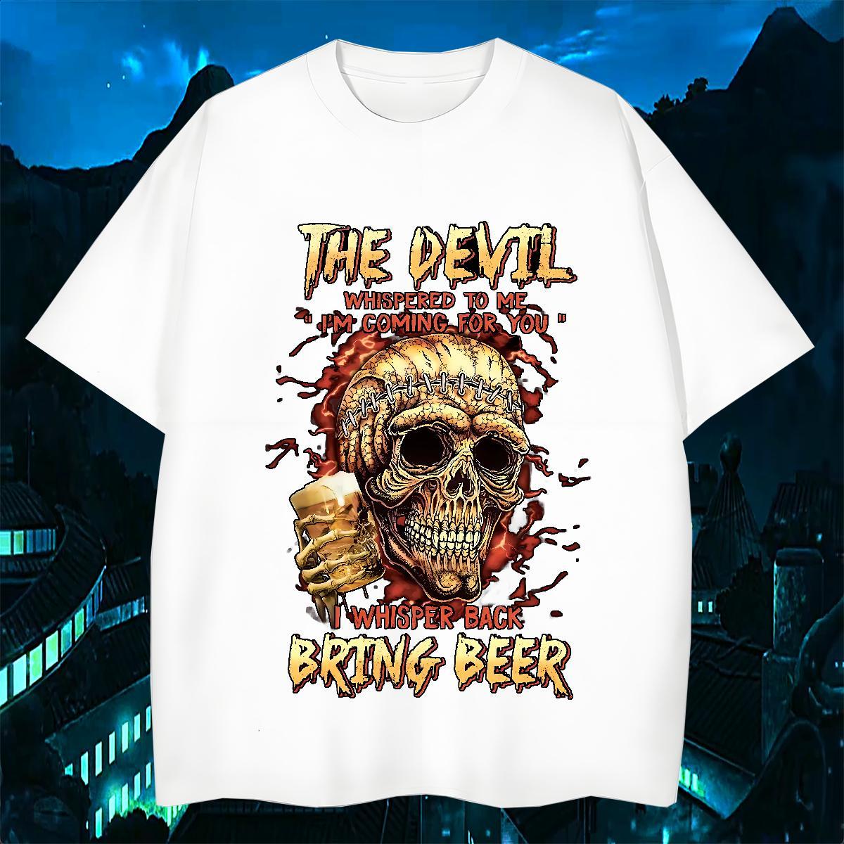 Loose Fit T-Shirts 230g Pure Cotton skull Casual Beach Custom Cartoon Breathable Short Sleeve Mens Tshirts DIY Wear